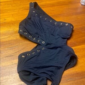 Michael Kors Black One-Shoulder Swim One Piece